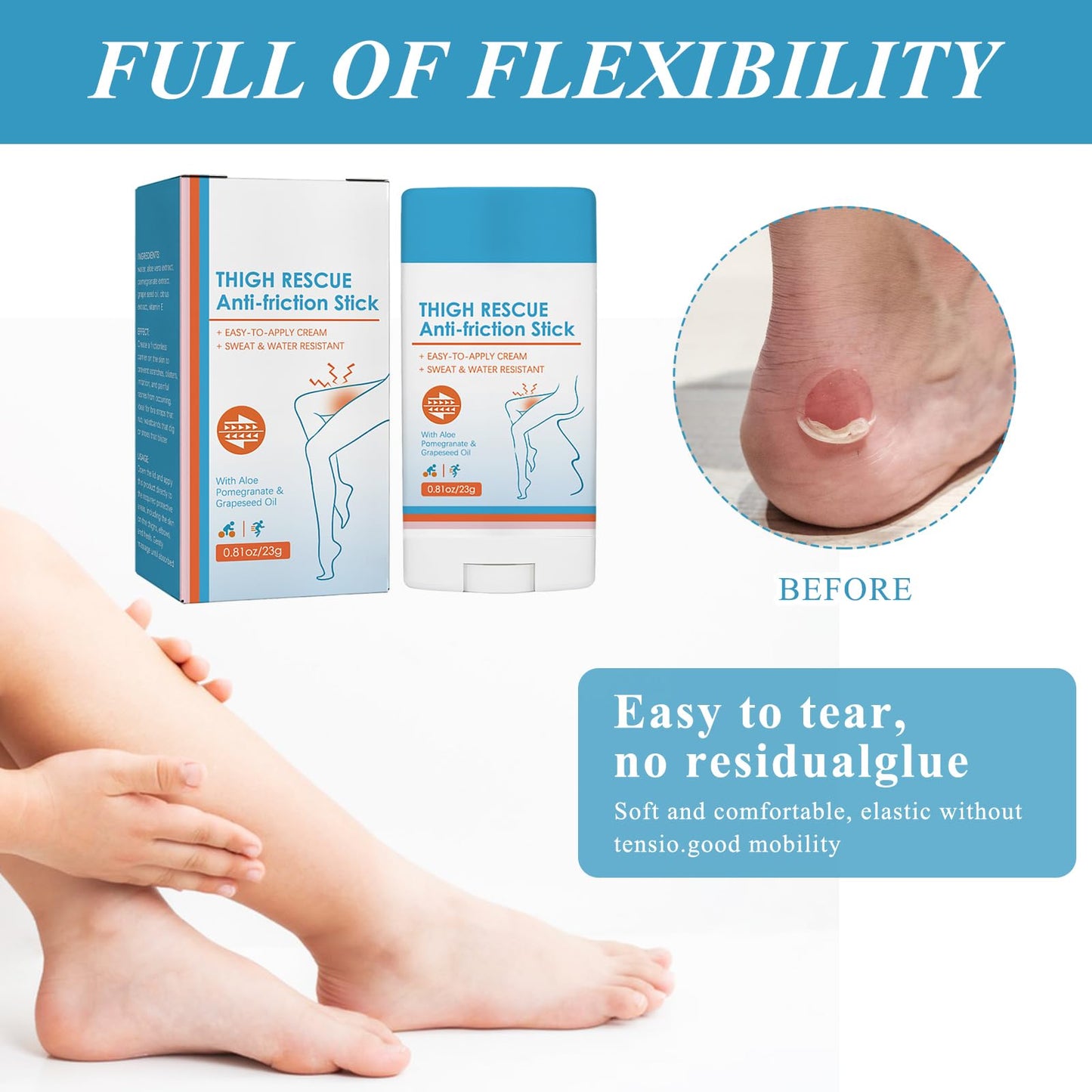 Nadiaen 2PCS Anti Chafe Balm,Anti-Chafe Stick,Anti Chafing Cream Chafing Cream Chub Rub Stick Thigh Friction and Skin Protection Rescue Cream Anti Chafe Waterproof Slip-On Anti-Chafing Stick