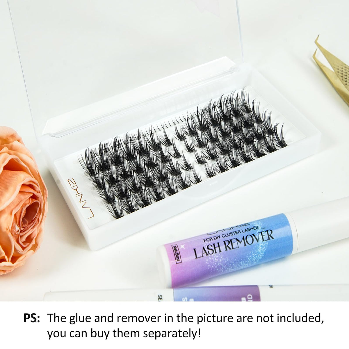 LANKIZ Manga Lashes Natural Look Lash Clusters Anime Lashes False Eyelashes Individual Lashes Extensions Korean Makeup Asian Fake Eyelashes Mink Wispy Fluffy Cluster Lashes