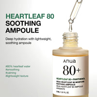 ANUA Anua Heartleaf 80 Soothing Ampoule, Facial Serum for Glass Skin, 30ml