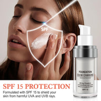 HEXIN TLM Color Changing Foundation, Colour Changing Foundation for Mature Skin, Long Lasting Waterproof Makeup Base Nude Face Cover Concealer Cream SPF (30 ml,2 Pack)