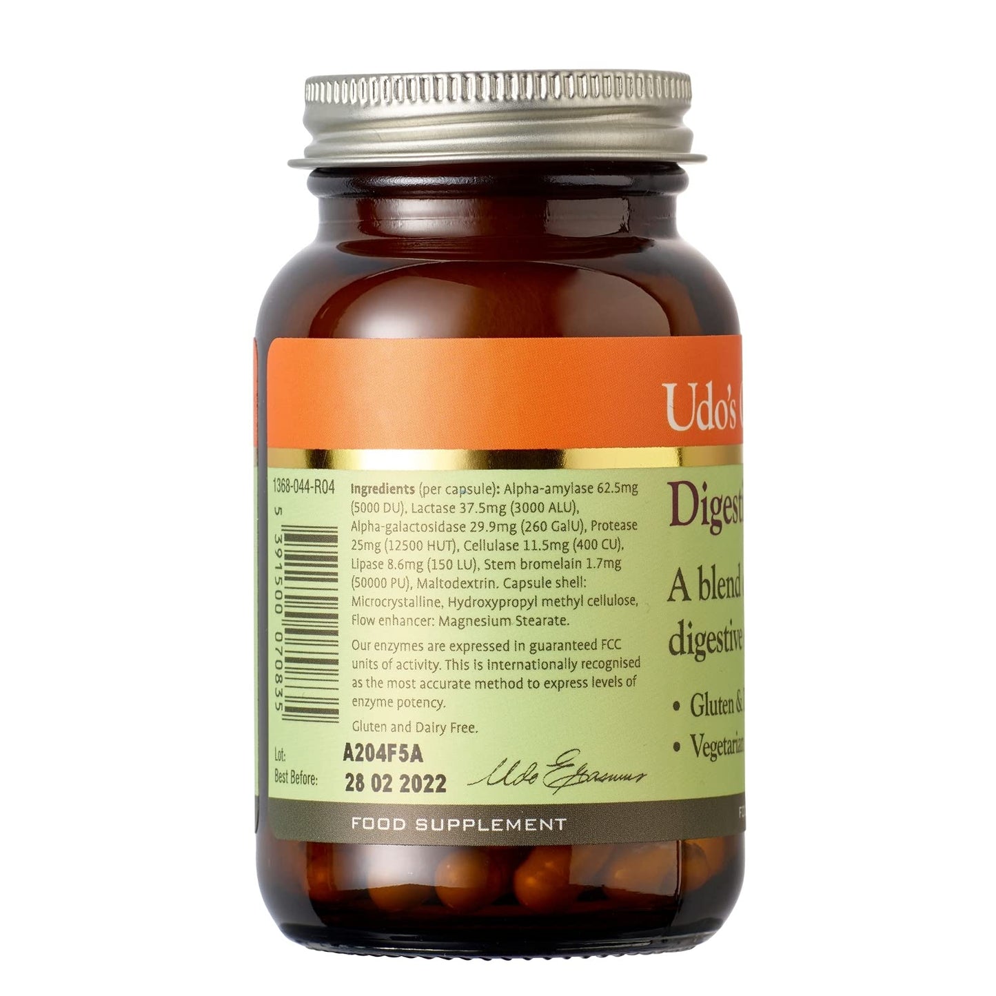 Udo's Choice Digestive Enzymes - 7 Plant Based Digestive Enzymes - Optimise The Absorption & Use of Nutrients - Vegetarian, Gluten Free & Dairy Free - 90 Vegecaps - One a Day