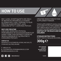 Maximuscle Creatine | Performance Boosting Creatine Monohydrate Powder | Unflavoured, 300g - 60 Servings