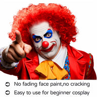 Go Ho Black White Red Face Paint Palette,Washable Formula Cream Clown Face Paint,Halloween Cosplay Face Paint,Body Paint SFX Makeup,Professional Clown Makeup Palette