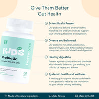 Bettervits Kids Probiotic Complex – 10 Billion CFU | Probiotics for Children 10-16 years old - Gut Health and Immunity Support | Maintains Healthy Digestion | 60 Chewable Orange-Flavored Tablets.