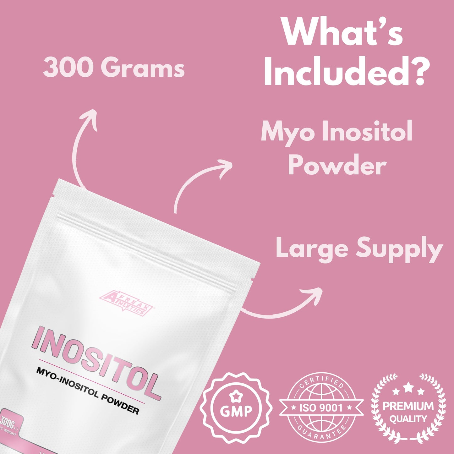 Freak Athletics Inositol (Myo-Inositol) Powder 300g | Premium Myo Inositol Powder - Supports Women with PCOS - Promotes Hormonal Balance & Normal Ovarian Function