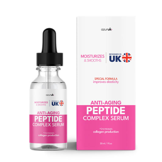 AzurUK Peptide Serum - Complex Peptide Face Serum, Improves Skin Elasticity + Collagen Booster - Anti-Aging Skin Serum - Moisturizes & Smoothens (30ml)