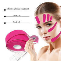 DHinkyoung Face & Forehead Wrinkle Patch, Effective Face Lift Tape, Facial Anti Wrinkle Tape, Non-invasive Wrinkle Remover for Hiding Wrinkles Double Chin Firming Skin (Pink)