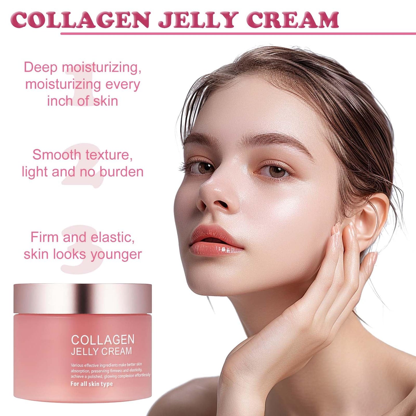 Belligern Collagen Jelly Cream,Collagen Gel Face with Hydrolyzed Protein,Collagen Jelly Face Serum,Reduces Pigmentation,Deeply Moisturizes,Suitable for All Skin Types (110ml)