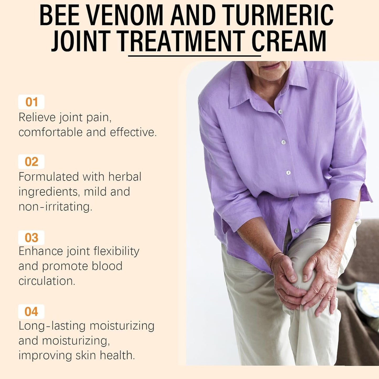 ALLILUYAA Furzero Bee Venom and Turmeric Joint Cream, Furzero Bee Venom Ointment Cream, for Neck, Waist, Back, Hands, Feet