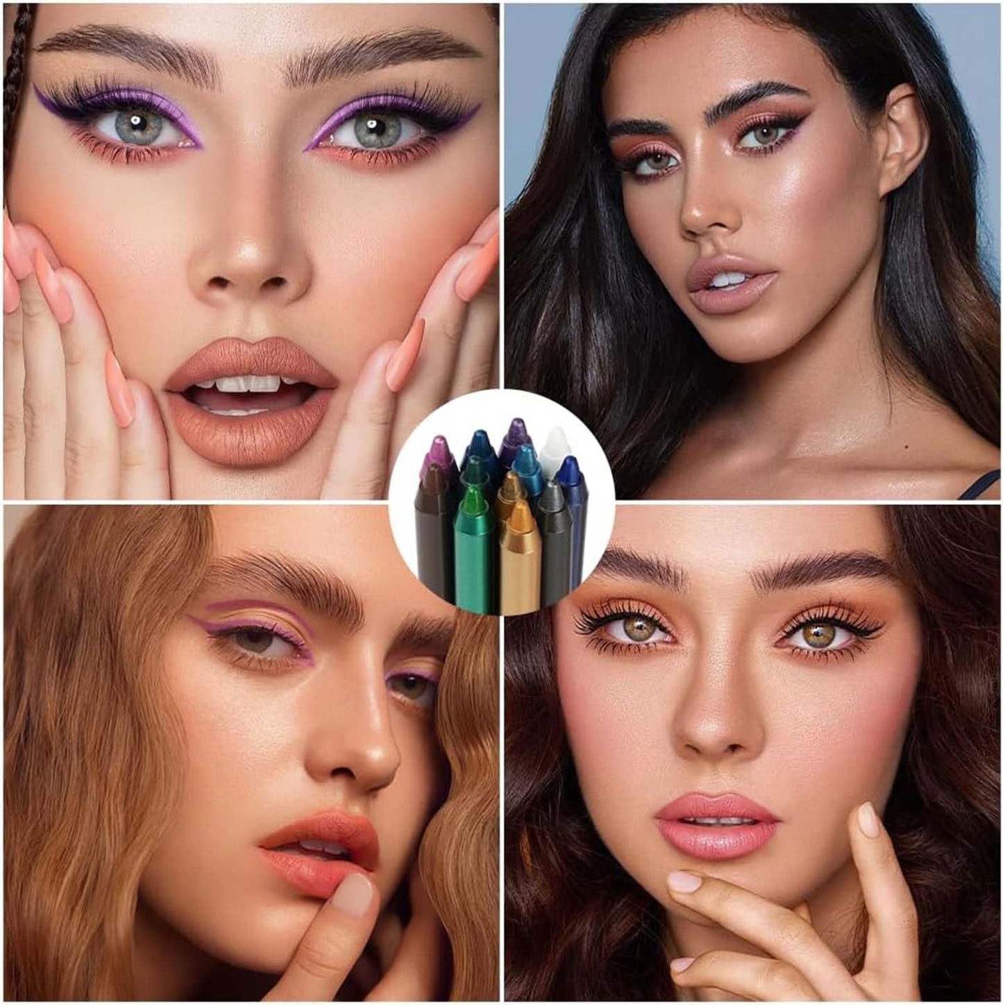 EveBeaty 12-Color Rainbow Liquid Eyeliner Set - Long-Lasting, Waterproof & Smudge-Proof Matte Eye Liners, Perfect for Christmas & Masquerade Makeup With Pencil Sharpener