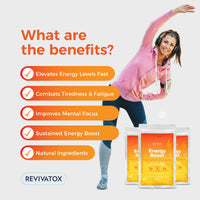 REVIVATOX Advanced Energy Boost Patch for Tiredness, Fatigue, Alertness, Mental Focus | Caffeine, Taurine, Green Tea, Vitamin B3, B5, B6, B12 and More | 30 Pack