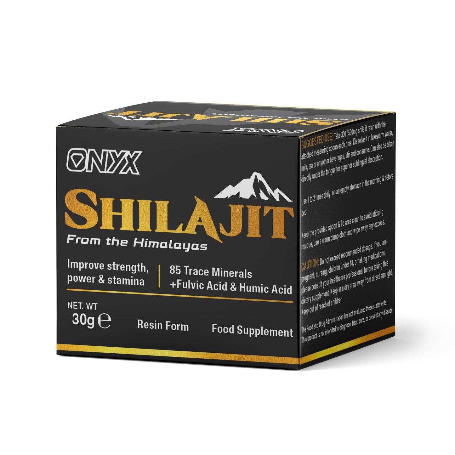 ONYX INGREDIENTS 101 Shilajit Resin 100% Pure Himalayan Shilajit 30g Gold Grade - Rich in Fulvic & Humic Acid, Minerals, Immune System & Vitality Booster, Vegan (Pack of 1 (30g))