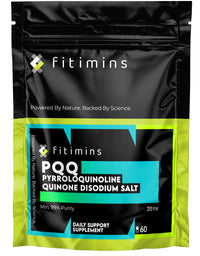 PQQ 20mg | High Strength 99% Pure Pyrroloquinoline Quinone | 60 Vegan Capsules | 2-Month Supply | UK-Made Supplement | Energy, Brain, Cell Health, Mitochondria & Anti-Ageing Support | Fitimins