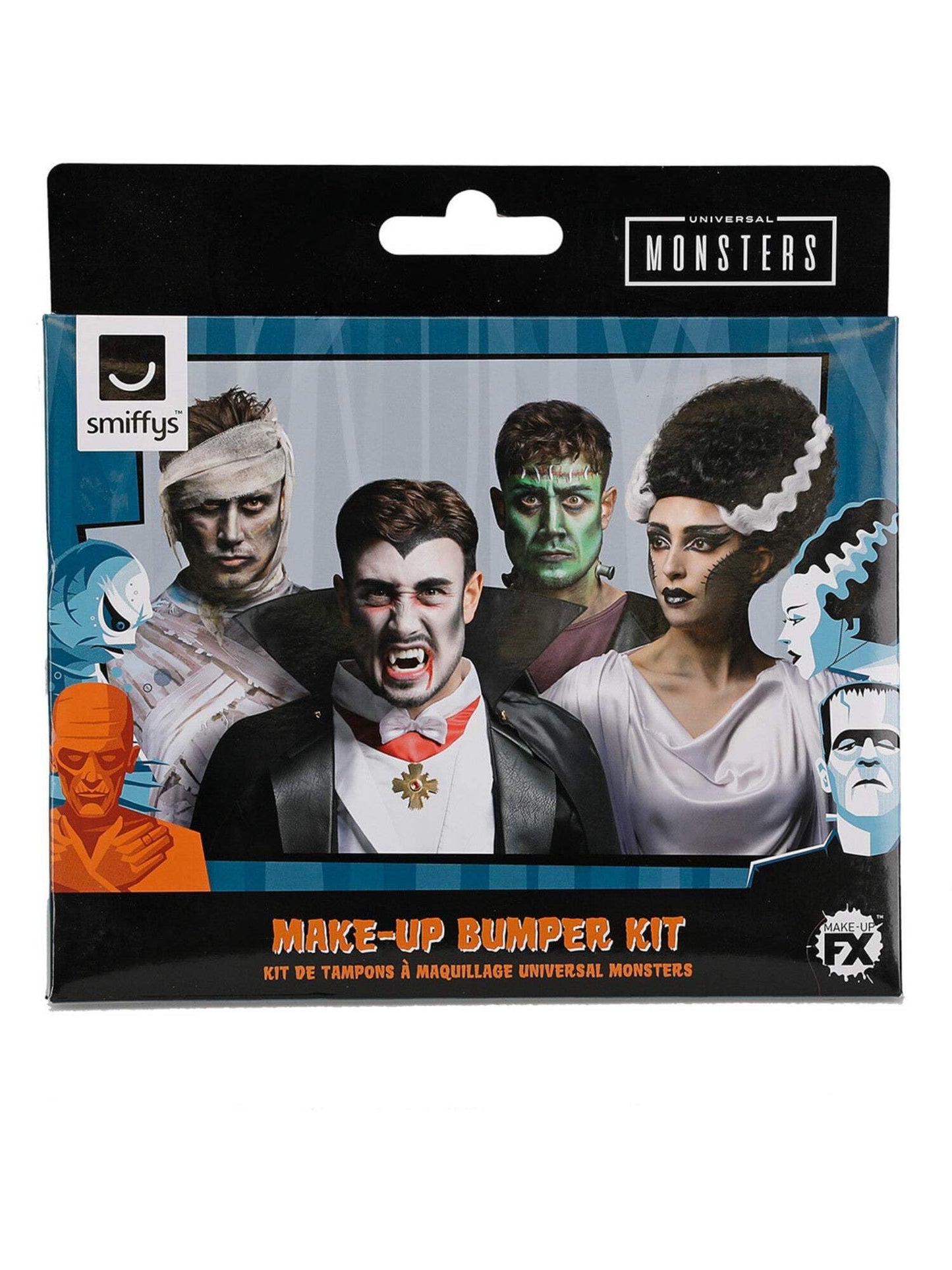 Smiffys Universal Monsters Make-Up Bumper Kit, Adults Aqua Pots, Transfers, Blood, Crayon & Shimmer Powder, Official Universal Monsters License Kit Perfect for Themed Halloween Looks