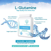 swiss bioenergetics L-Glutamine 500mg 90 Capsules - Pure Amino Acid with no fillers or Binders - Suitable for Vegetarians and Vegans – Exclusively Manufactured in The UK