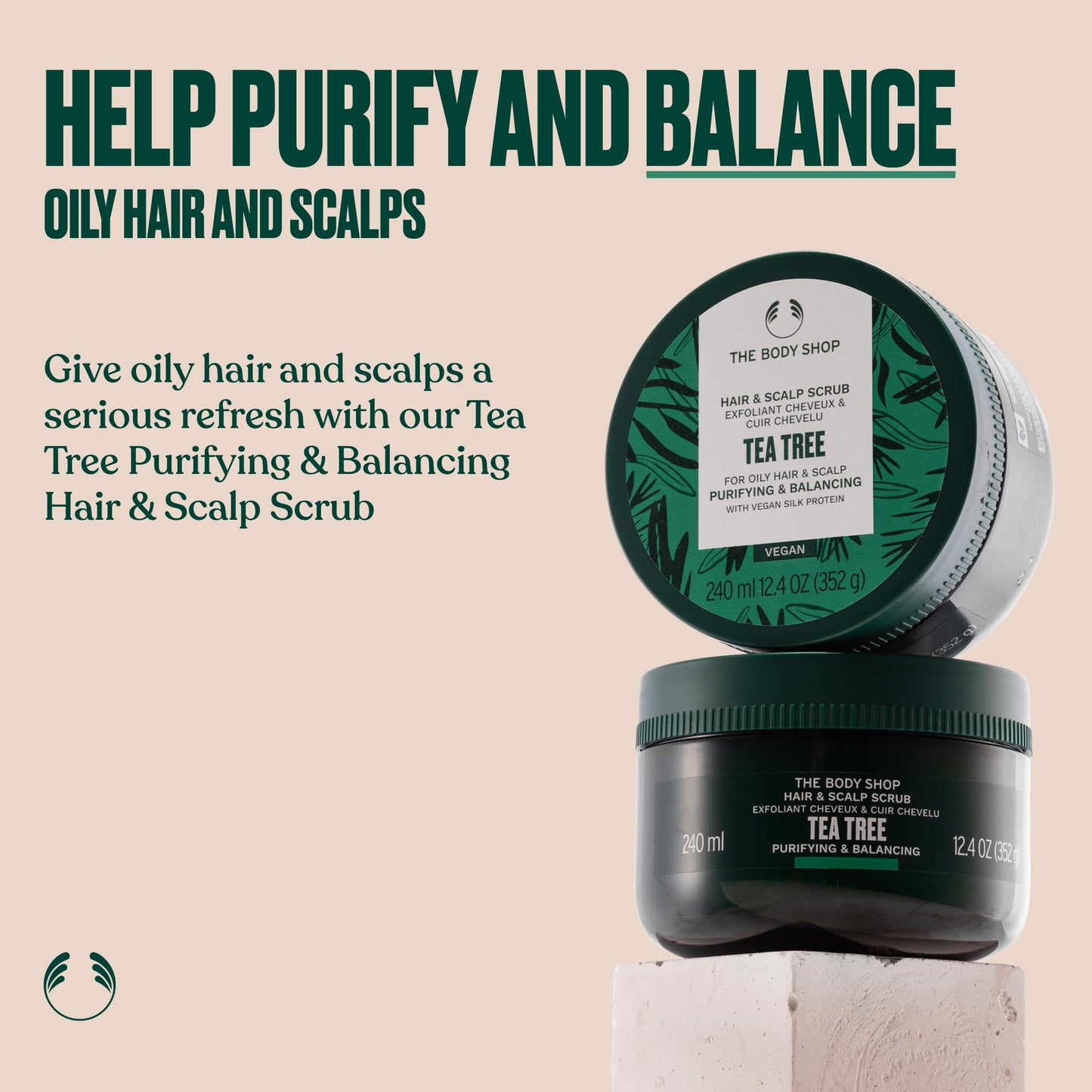 The Body Shop Tea Tree Hair & Scalp Scrub (1x 240ml), Purifying & Balancing Hair & Scalp Scrub, Exfoliate Scrub with Salt Crystals, Vegan Haircare for Oily Hair and Scalps