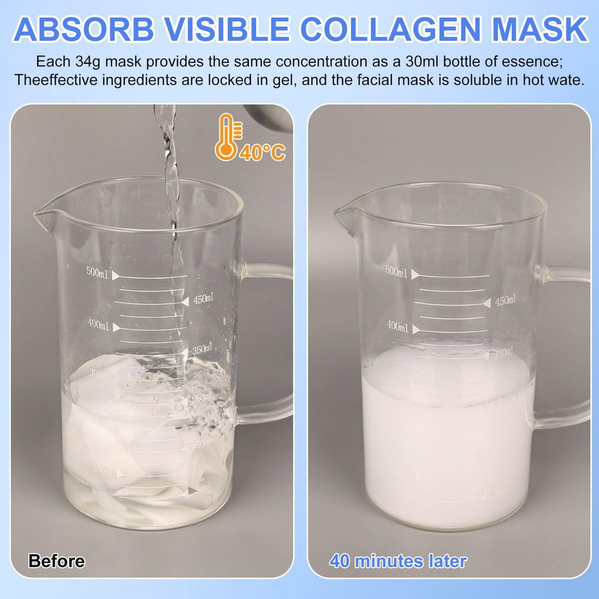 WANFAER 6pcs Collagen Face Mask, Deep Overnight Face Mask, Bio Collagen Overnight Mask for Dry and Dehydrated Skin, Pore Minimizing, Elasticity Improvement