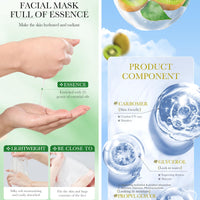 5Pcs Face Mask Facts Kiwi fruit | Brightens + Nourishes + Moisturizers | Vegan Mild Skin Deep Hydration Whitening and Antioxidant Sheet with Collagen and Natural Extracts for Radiant