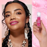 LYNTYAOU Pink Plumping Lip Gloss, Hot Pink Moisturizing Glossy Lip Oil Tinted, Hydrating Lip Balm Clear Lipgloss Makeup, Glitter Shimmer Makeup Tint Moisturizer Lipgloss Plumper for Women