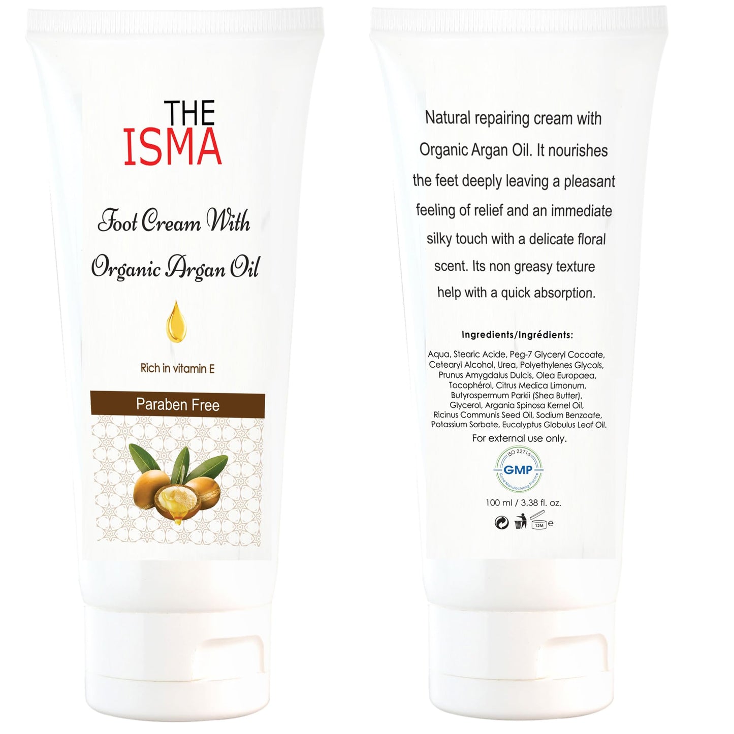 THE ISMA Foot Cream for Renewing Extremely Dry, Rough and Bumpy Feet, Moisturise and Protect Feet, Contain Organic Argan Oil with Vitamin E, 100ml