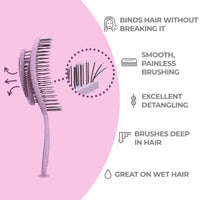 Ninabella Organic Detangle Hair Brush for Women, Men & Children - Does not Pull the Hair - Hair Straightening Brushes for Curly, Straight & Wet Hair - Unique Spiral Hairbrush - pink