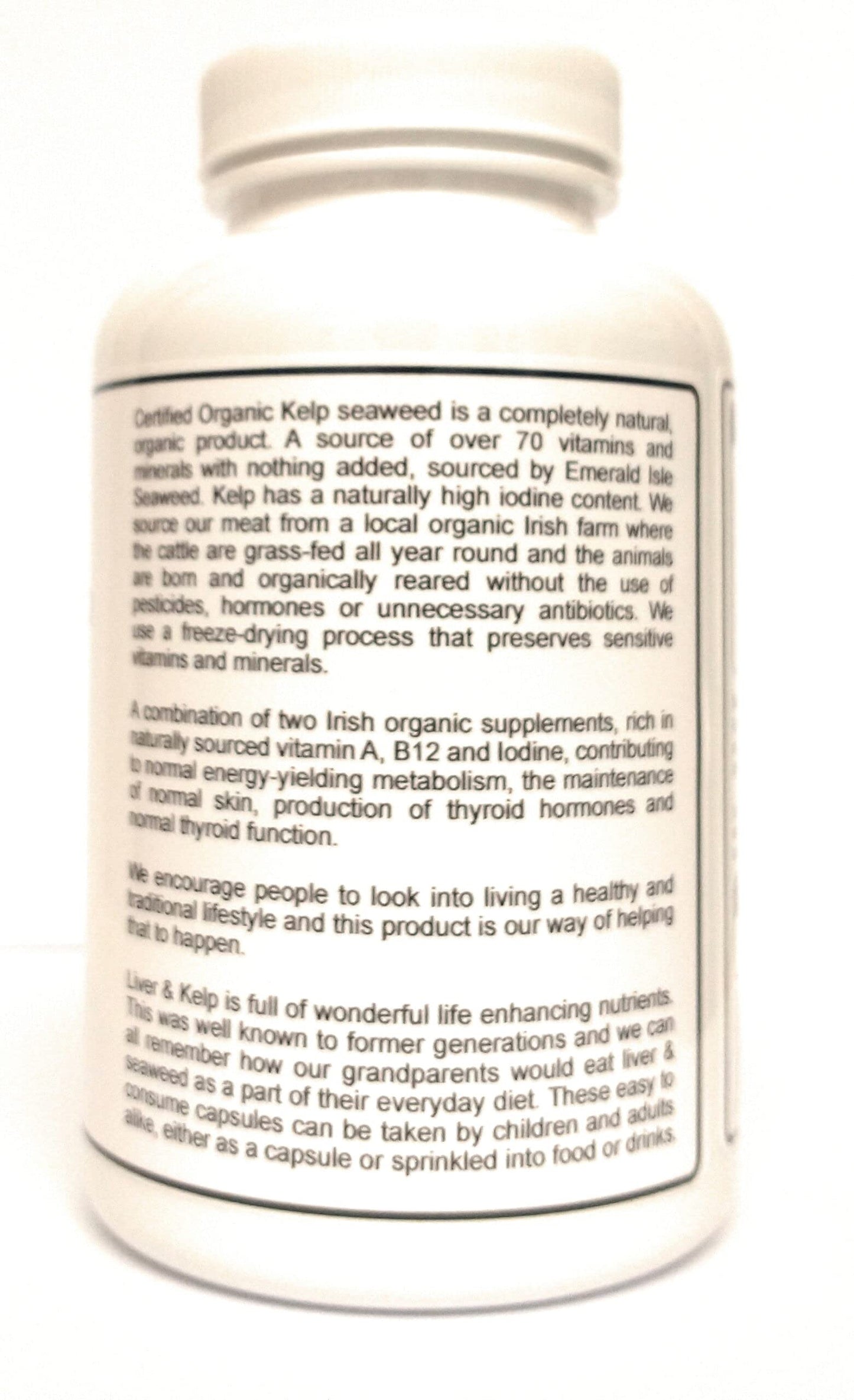 Boru Supplements Grass Fed Beef Liver and kelp Seaweed Capsules 600mg 180 Certified Organic kelp