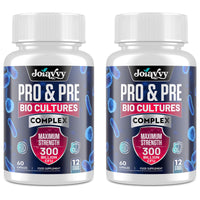 Joiavvy 300 Billion CFU Probiotics & Prebiotics Culture Complex for Gut Health, High Strength 12 Multi Strains, Added 3 Prebiotics, Digestive Probiotics Supplement for Men & Women, 120 Vegan Capsules