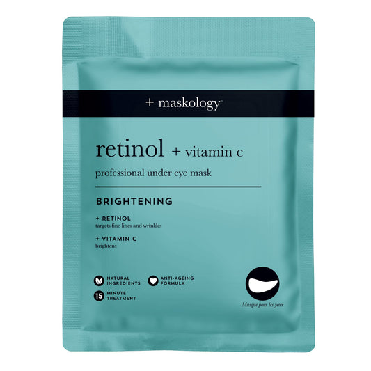 MASKOLOGY RETINOL + VITAMIN C Professional Under Eye Mask 3 Applications | Under Eye Masks For Skin Hydration | Eye Patches Skincare | Retinol Eye Patches