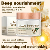 Trendyfave Beef Tallow Sunscreen SPF 50 Deeply Nourishing Organic Grass Fed Beef Tallow Skin Care Tallow Balm Beef Tallow Cream Face Cream For Dry Skin, Nourishing MoisturizerNatural, Skin Barrier (2 Pcs)