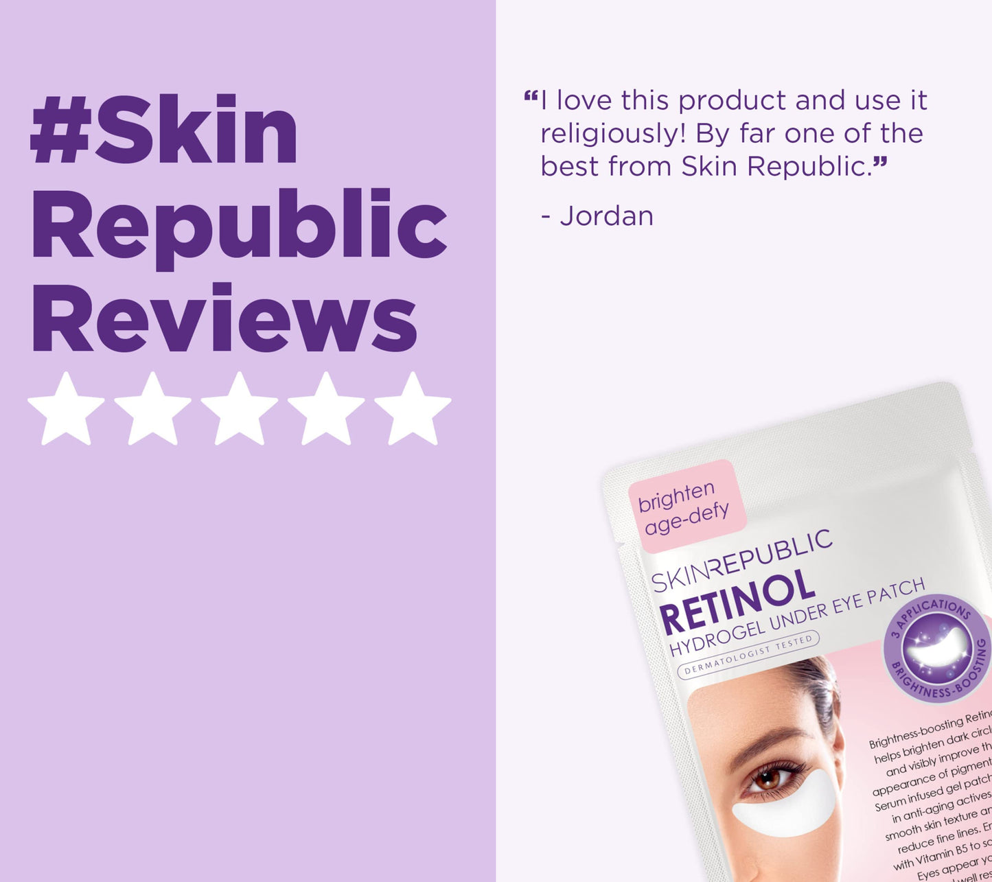 Skin Republic Retinol Infused Hydrogel Under Eye Patch | Reduces Deep Wrinkles & Undereye Lines | Reduces Dark Circles | Made in Korea (Pack of 3 Pairs)