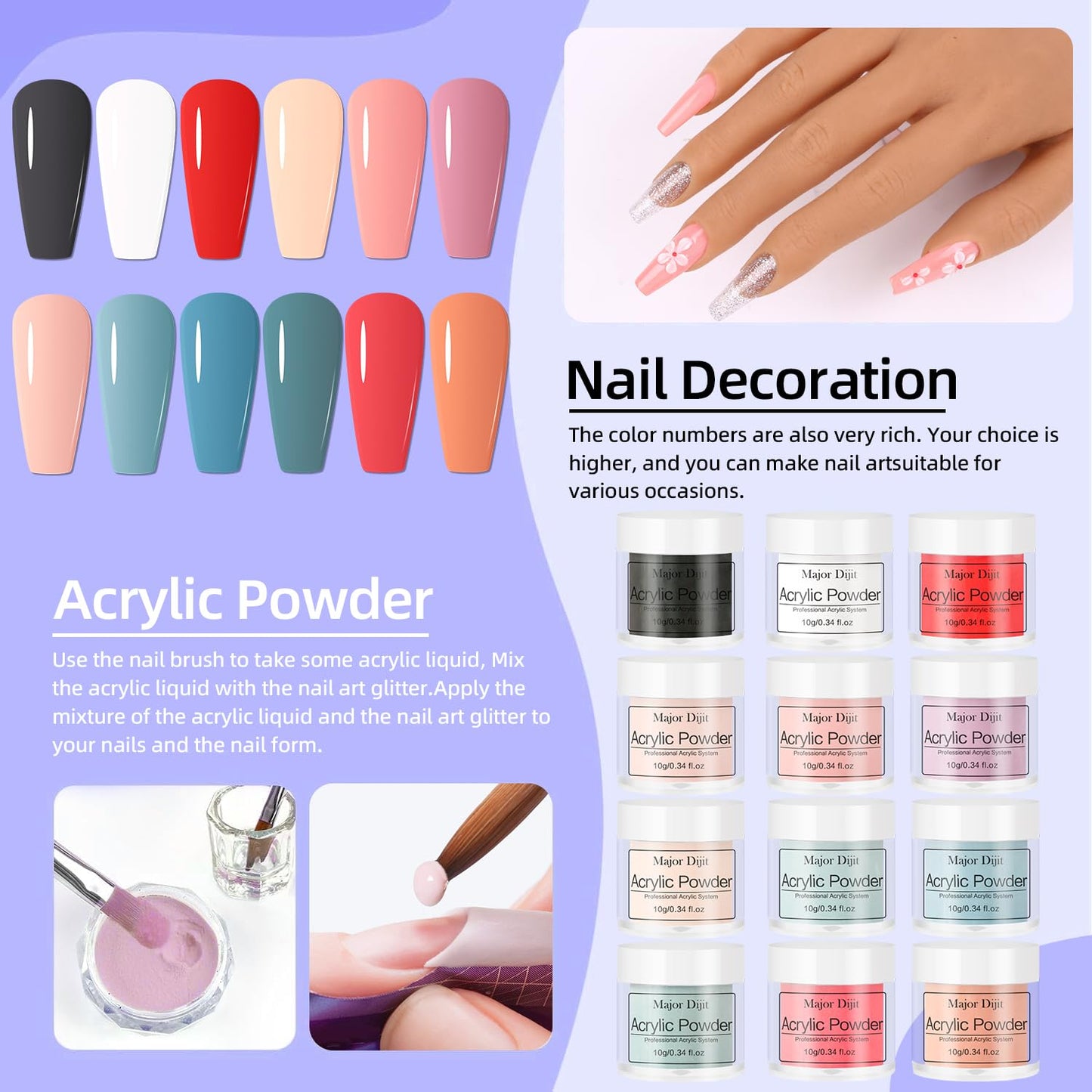 DouborQ Acrylic Nail Kit with Electric Nail Drill U V Nail Lamp Nail Art Tools Starter Set Acrylic Nail Art Supplies for Beginner with Everything (-27)