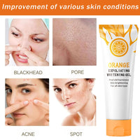 QUIWEN Orange Face Exfoliator Gel Vitamin C Exfoliating Face Scrub Mild Deep Exfoliating Face Wash Orange Exfoliating Gel for Brightening Skin,Soft Your Skin and Remove Dead Skin For Smooth & Radiant