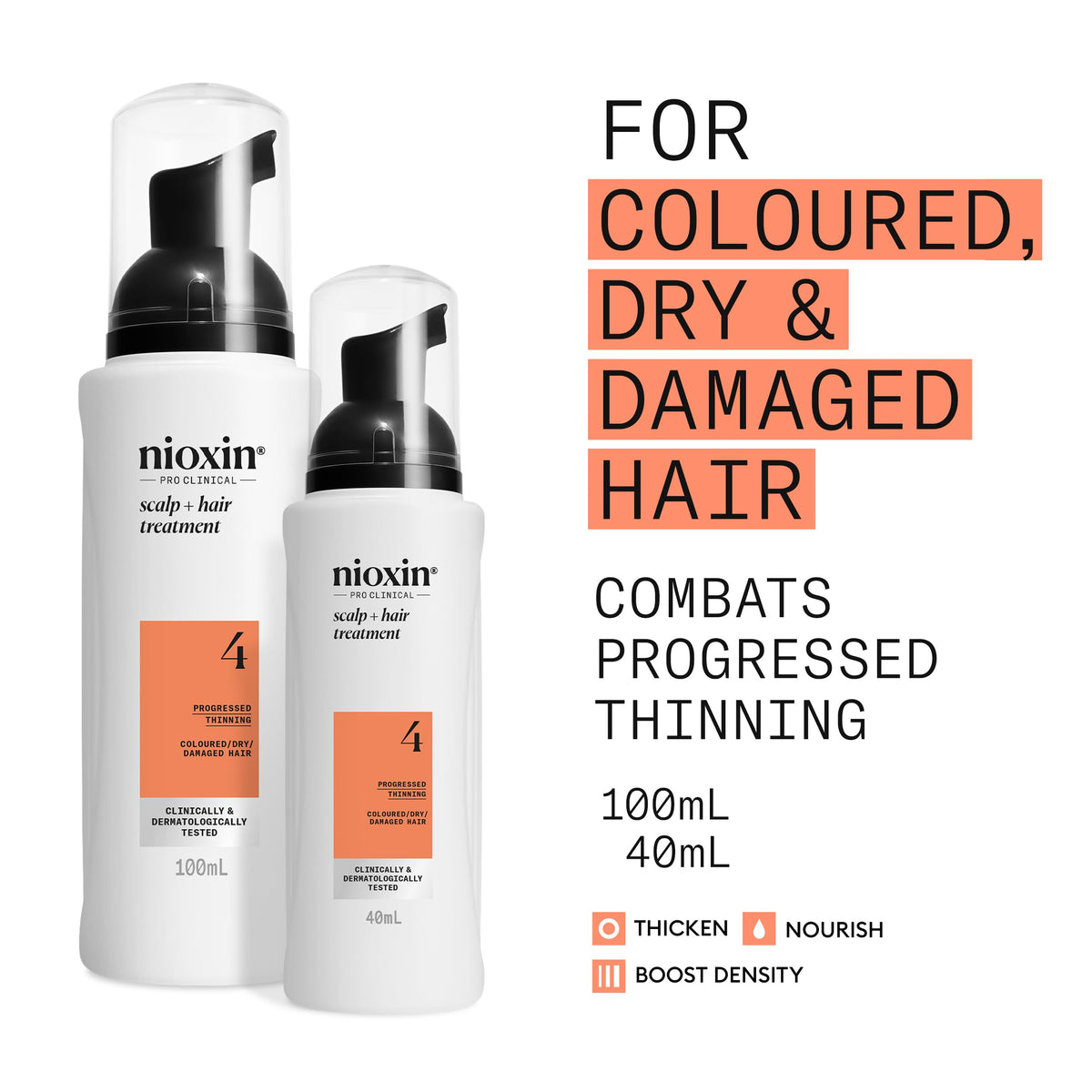 NIOXIN Nioxin System 4 Scalp + Hair Thickening Treatment - Serum for Coloured, Dry and Damaged Hair with Progressed Thinning - with Niacinamide and Biotin, 100ml
