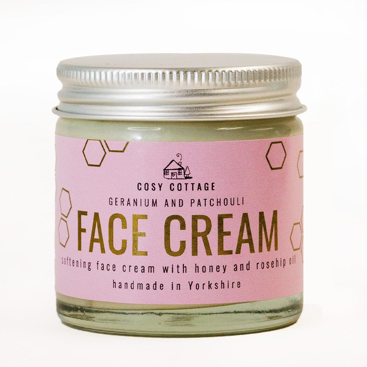 Cosy Cottage Soap Cosy Cottage Honey and Rosehip Oil Natural Face Cream 60ml | Geranium and Patchouli Essential Oils | Smooth Rich Texture | 100% Natural | Palm Oil Free | Vegan Friendly