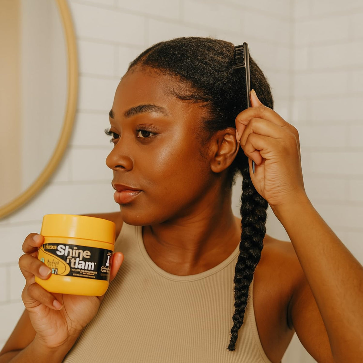 GOMARKET® Ampro Shine N Jam Braiding Gel Extra Hold 113.5g + 3pcs Slick Back Hair Brush Set | Styling Gel for Curly Hair, Edge Control Gel, Hair for Braiding, Curl Jelly, Afro Hair Products