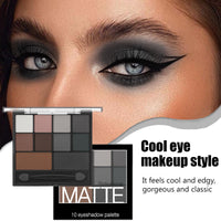 FresFresi Matte Smokey Eyeshadow Palette - Highly Pigmented Waterproof Grey & Black Eye Shadow with Dual-Ended Brush for Long-Lasting Makeup Look - Suitable for Women