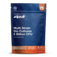 Zipvit Bio Cultures 6 Billion CFU with Prebiotic, Includes Lactobacillus & Bifidobacterium, 5 Live Strains, 60 Vegetarian Capsules, 2 Months Supply, Eco-Friendly Pouch