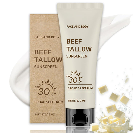 Trendyfave Beef Tallow Sunscreen Balm SPF30 | Natural Sunscreen for Face & Body | Non Greasy Sun Cream Without White Cast | Organic Sun Protection for All Skin Types| Hydrating & Water Resistant | Gentle, 57g