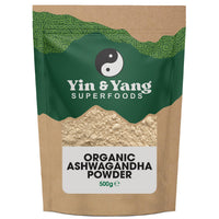 Organic Ashwagandha Powder 500g, by Yin & Yang Superfoods. 100% Pure and Raw - Premium Quality. Vegan, Gluten Free & Palm Oil Free.