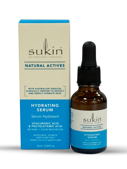 Sukin - Natural Actives Hydrating Serum - Natural Face Serum with Polyglutamic and Hyaluronic Acid - Skin Care, Face Care, Hydrating Serum, Hyaluronic Acid Serum, Sukin Serum - 25ml