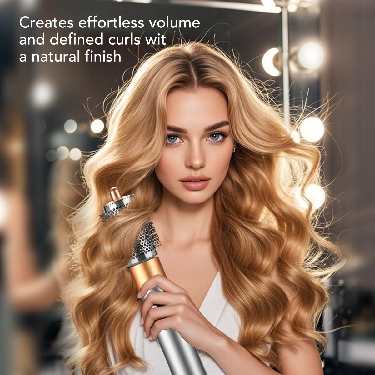 SAZIKA Large Round Volumizing Brush for Dyson Airwrap Styler, Nickel/Copper Big Round Brush Volumizer Attachment for or Dyson Airwrap HS01 HS05 HS08, Smooth Hair,Volumizing and Curly Styling