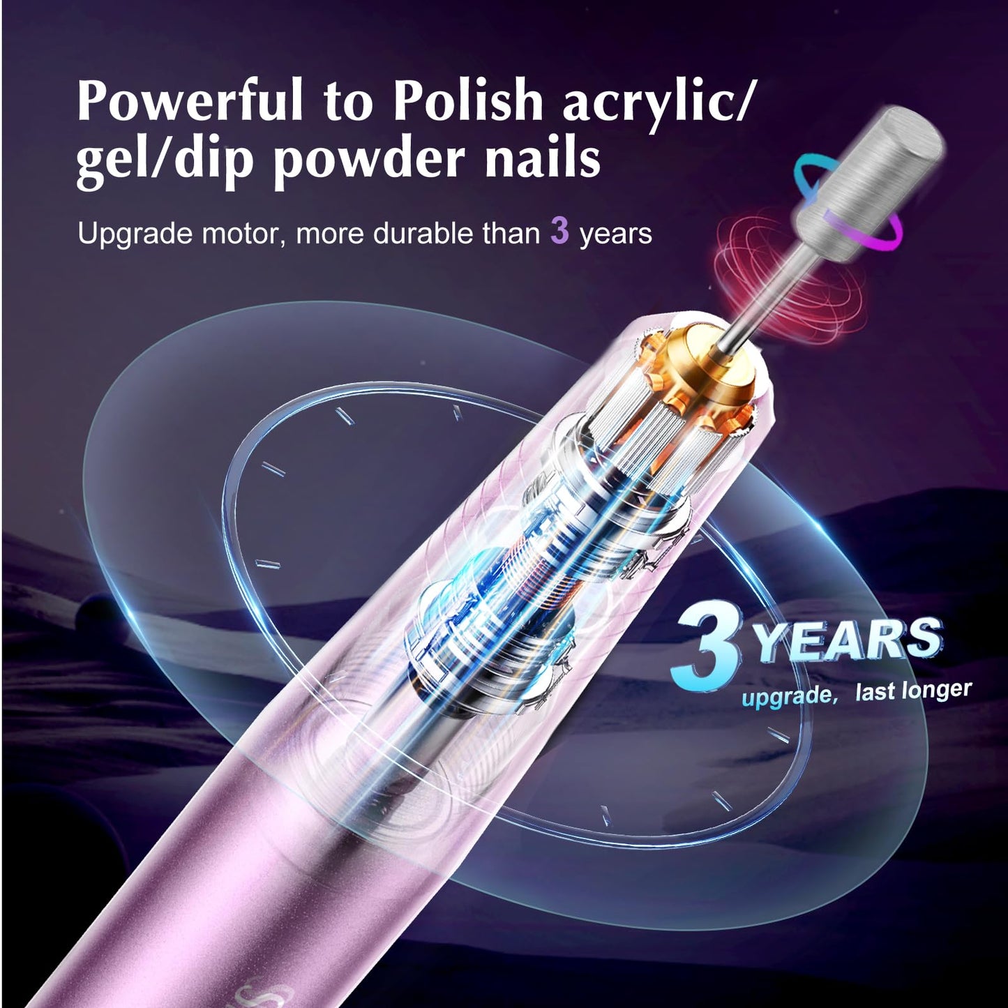 COSLUS Electric Nail Drill, Nail Files for Gel Acrylic Nature Nails, Adjustable Speed 0-20000RPM, Portable Manicure Pedicure Set with 6 Drill Bits 31 Sanding Bands, E File Gifts for Beginner Girl Women Mum