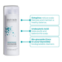 Biotrade sebomax Biotrade Sebomax Control Anti-Dandruff Shampoo with Undecylenic Acid – Anti-Itch Shampoo that Soothes Irritated Scalp and Removes Dandruff & Impurities – 200 ml