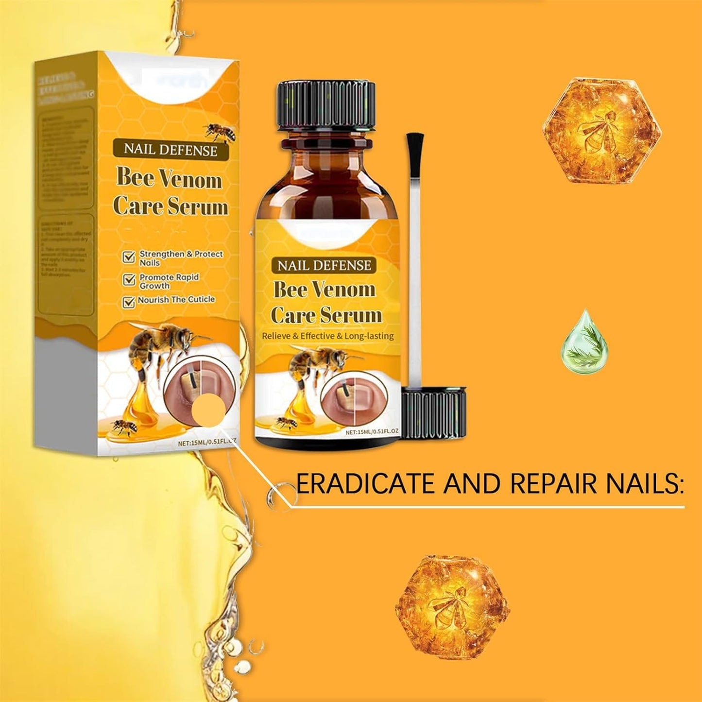 ALLILUYAA 2pcs Furzero Nail Defense Bee Venom Treatment Serum Pro, Bee Venom Nail Serum, Nail Growth and Repair Serum