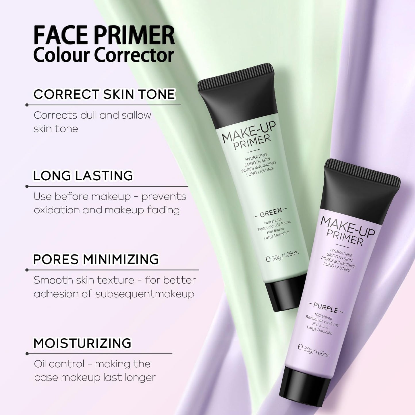 Maggikey Anti-redness Face Primer, Green Colour Corrector, Make Up Primer For Red & Blemished Skin, Pore Minimizer, Balance Skin Tone, Moisturising Foundation Base, Grips Makeup To Last, Hydrating Isolation