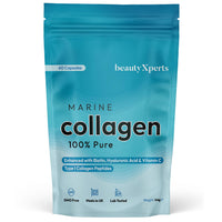 BeautyXperts Marine Collagen Capsules | with Biotin, Hyaluronic Acid & Vitamin C | High Strength Pure Collagen Peptides Supplements for Women and Men | 60 Capsules (Not Tablets or Powder)