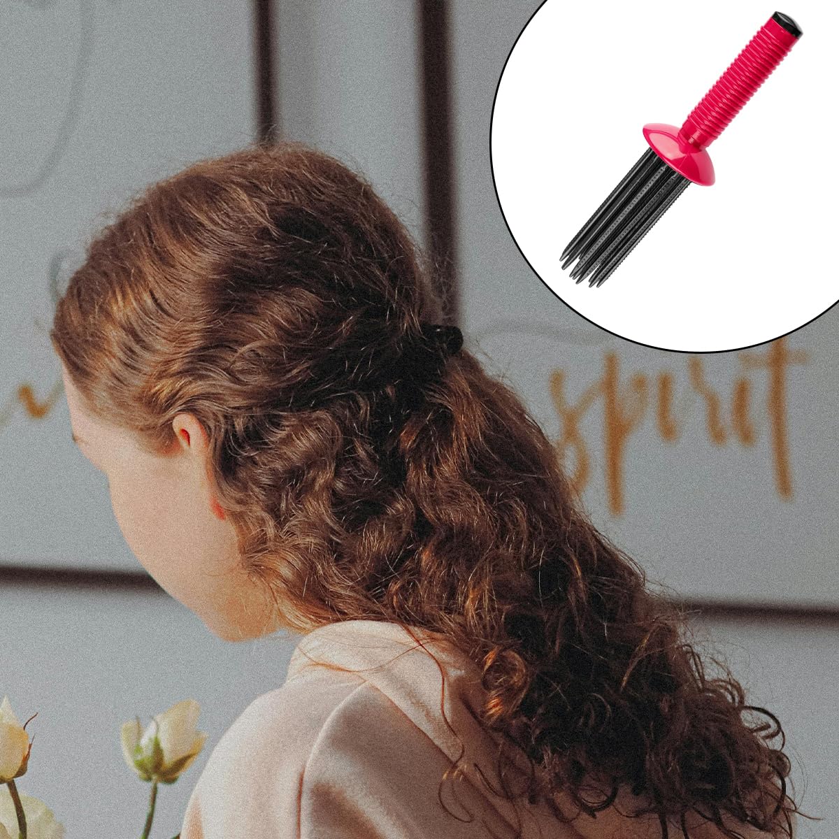Thyonta Hair Tool Hair Styler Curl Styling Brush Curling Roll Comb Anti-Slip Fluffy Styling Comb for Home Salon Travel