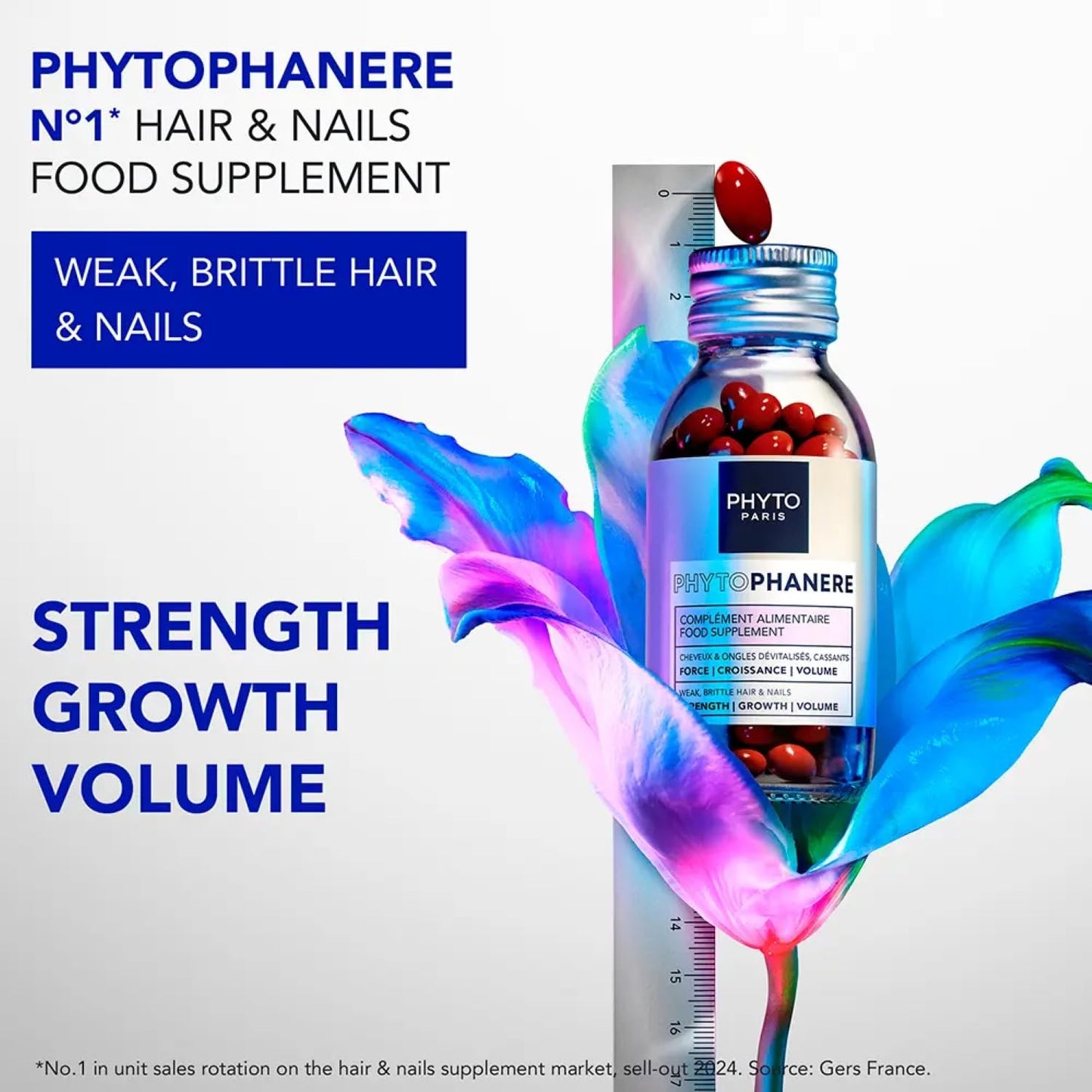 PHYTO 120 Capsules Phytophanere Natural Hair Loss, Nail & Skin Supplement for Men & Women, Biotin & Vitamin B6 Enriched, Antioxidant-Rich Carrot & Vitamin E, Energy & Tissue Formation, 2-Month Supply