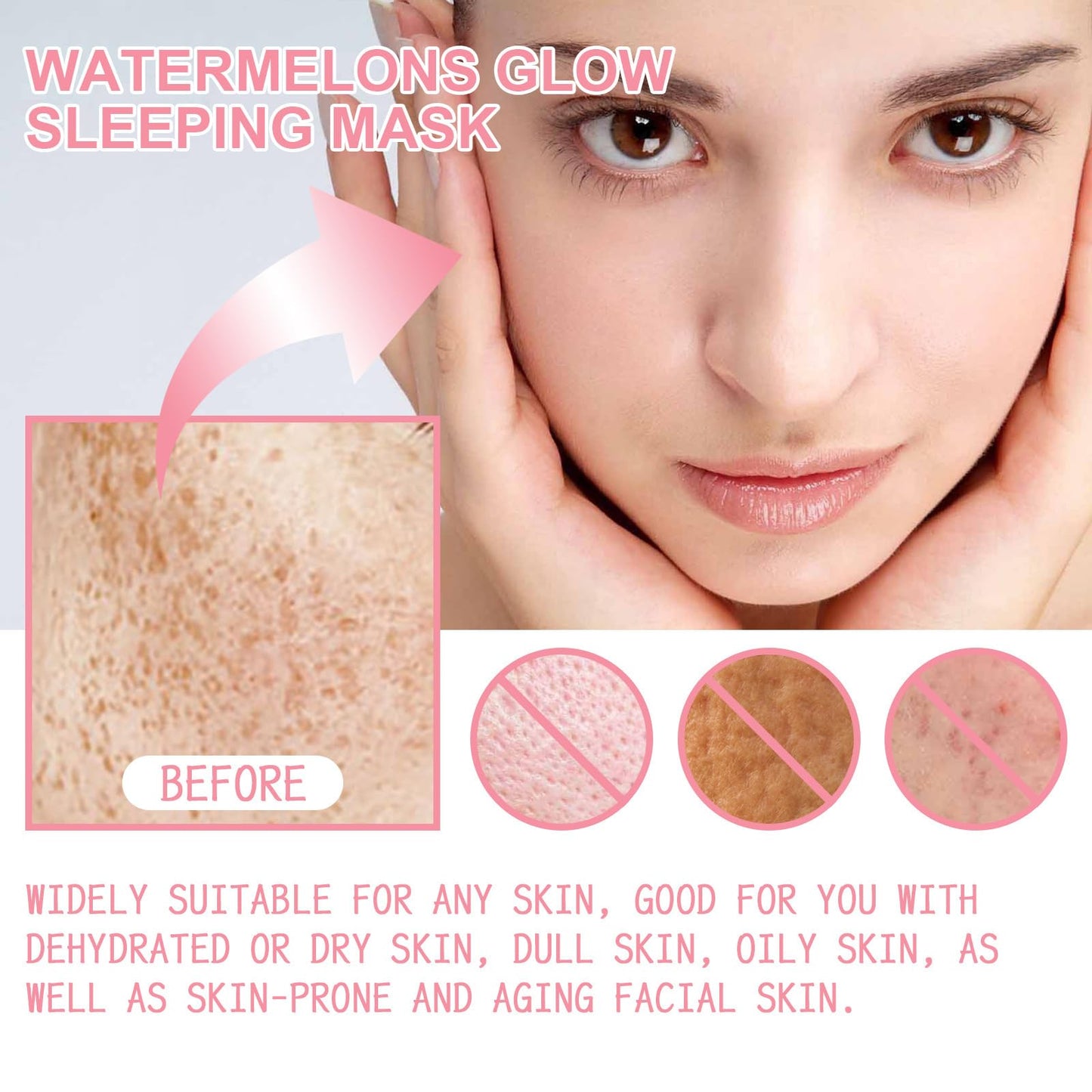 2pcs Watermelon Face Cream, Watermelon Skin Care, Watermelon Essence Face Cream, Lighten Acne Spots, Moisturising & Whitening Face Cream, 2pcs*50ml