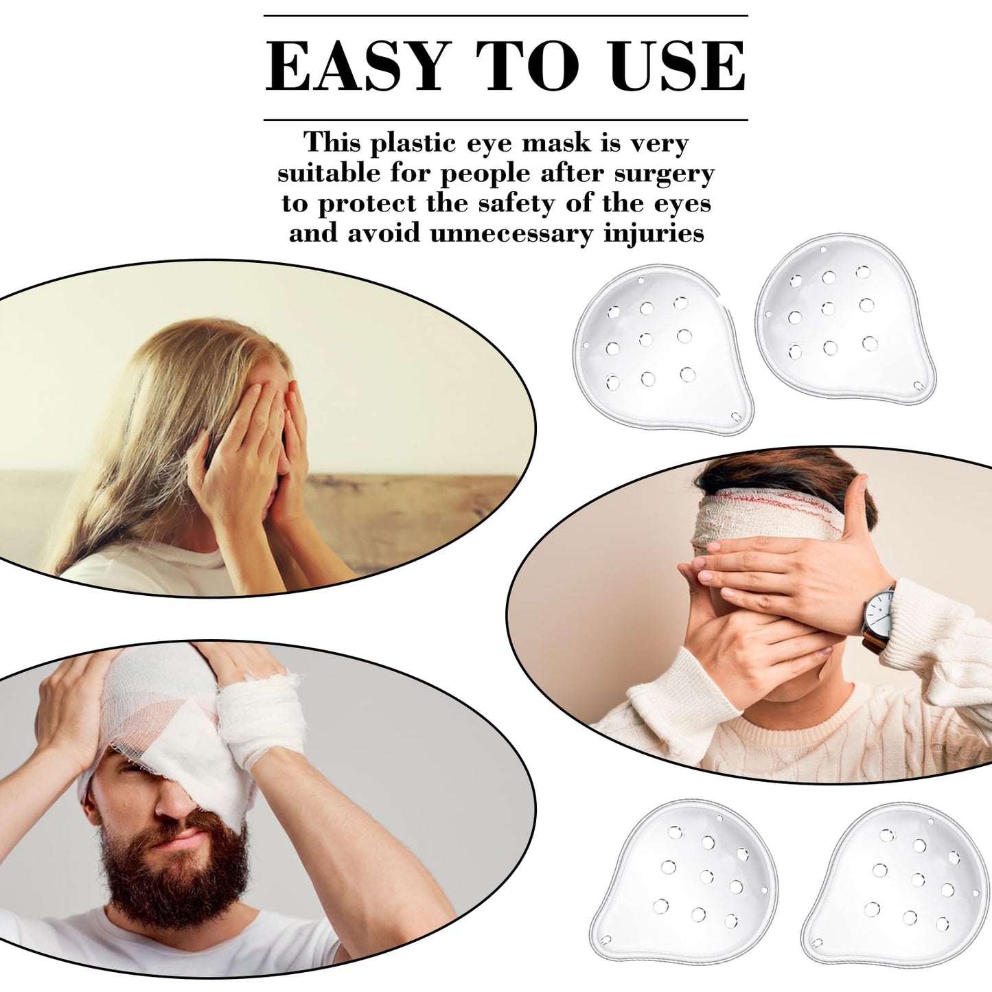 Guegine 6 PCS Eye Shield After Cataract Surgery Eye Patches for Adults Medical Medical Eye Protection Mask Comfortable and Breathable Eye Patches for Post-Surgery Recovery